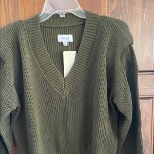 Pistola Deep Olive V-Neck Knit Sweater